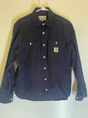 Carhartt wip work in progress Navy and White Button-Front Work Shirt
